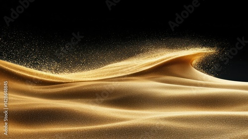 Golden dust wave formation against a dark background