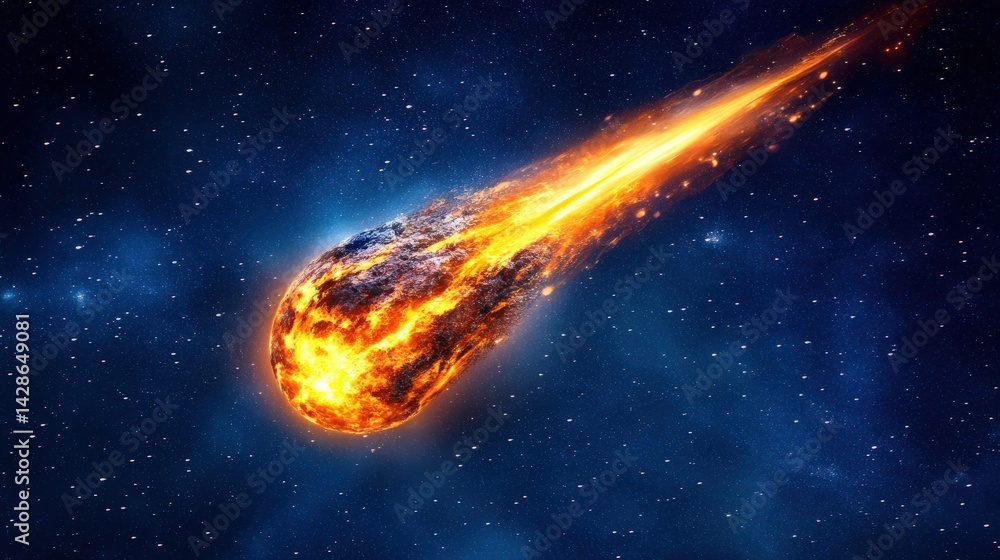 Bright Meteor Shower Thrilling Cosmic Light Display in Dark Space