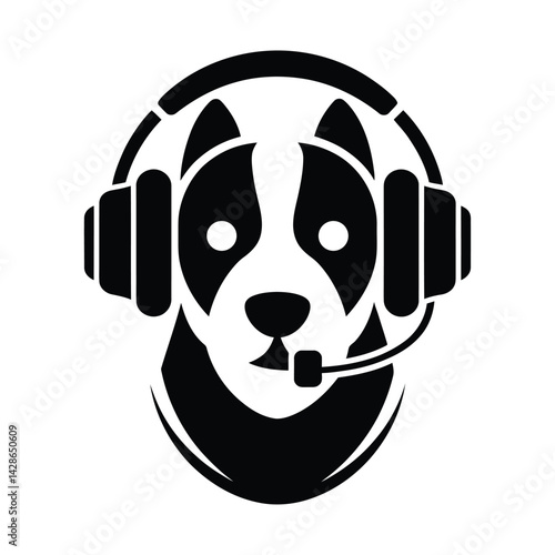 Funny Dog Wearing Headphones, Perfect for Music Designs, Cool Dog Character Listening to Music with Headphones