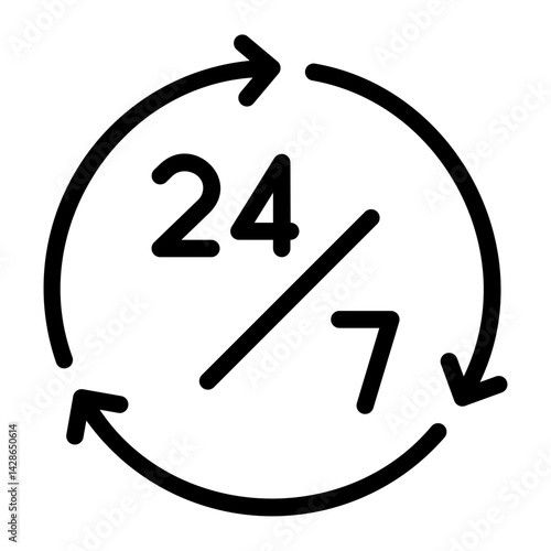 open 24 hours line icon