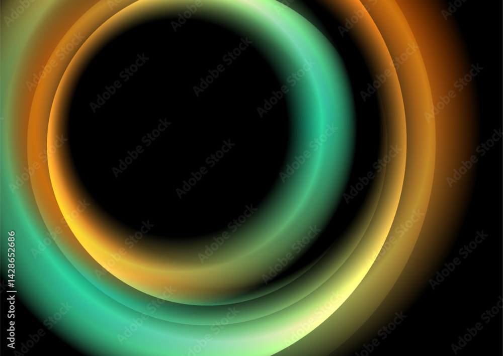 Orange and turquoise glowing smooth circles abstract modern glossy background. Vector futuristic tech design Orange and turquoise glowing smooth circles abstract modern glossy background. Vector futuristic tech design