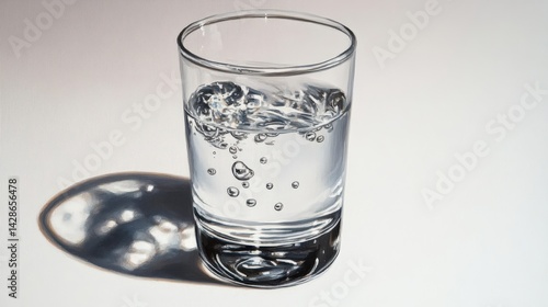 Obraz na płótnie Clear Glass with Water and Bubbles on Light Background w salonie