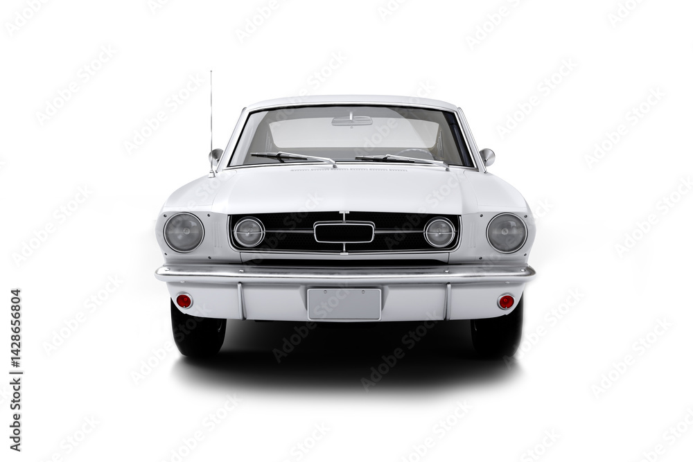 Naklejka premium White car on a white background, isolated studio shot 3D render.