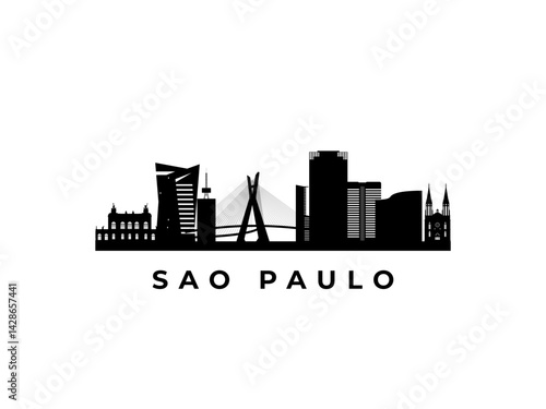 Vector Sao Paulo skyline. Travel Sao Paulo famous landmarks. Business and tourism concept for presentation, banner, web site.