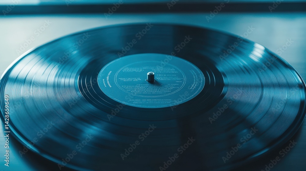 Close-Up of Vintage Vinyl Record on Turntable in Serene Setting