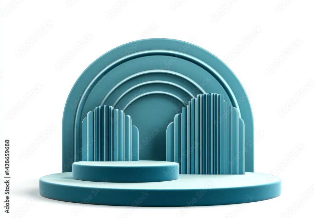 Fototapeta premium Modern Geometric Display with Soft Curves and Bold Shapes
