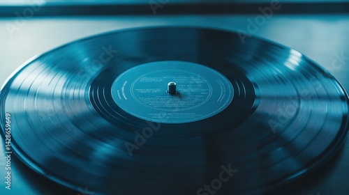 Close-Up of Vintage Vinyl Record on Turntable in Serene Setting