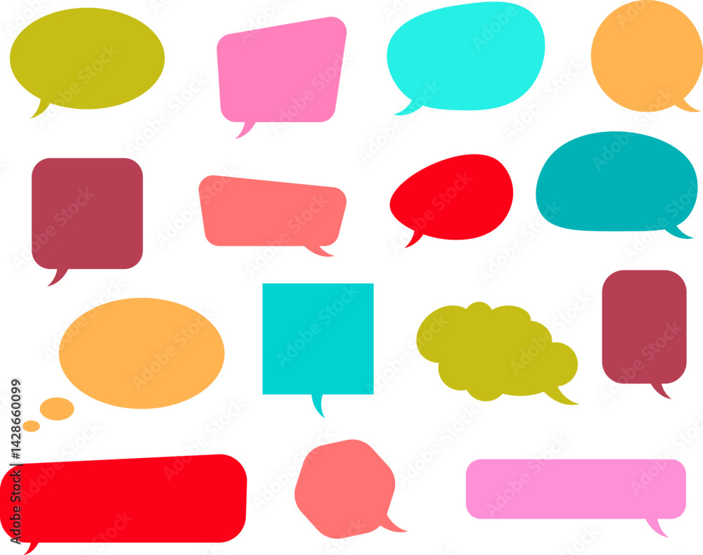 Set of speech bubbles. Colorful Flat Speech Bubbles Collection Set of speech bubbles. Colorful Flat Speech Bubbles Collection