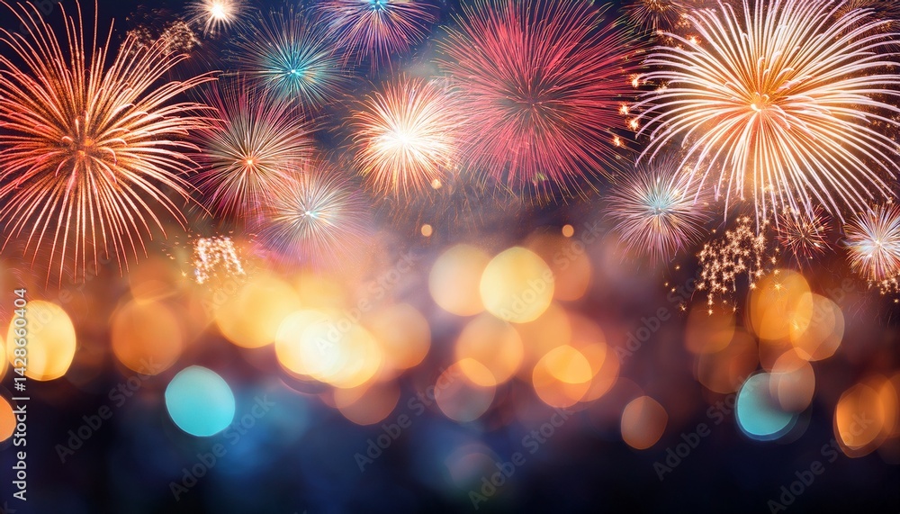 Obraz premium fireworks with abstract bokeh background