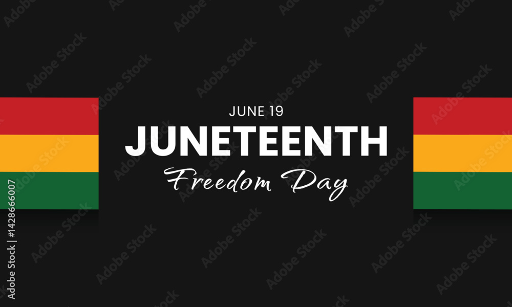 Fototapeta premium Juneteenth independence day banner. Celebration of African-American history, June 19th. American annual holiday. Vector illustration