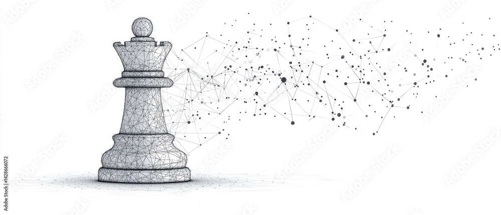 Fototapeta premium Chess Queen with Abstract Network.