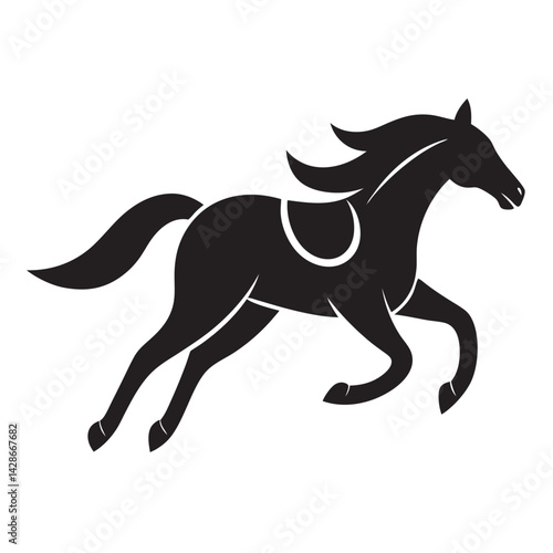 Horse Racer Icon on Black and White Vector