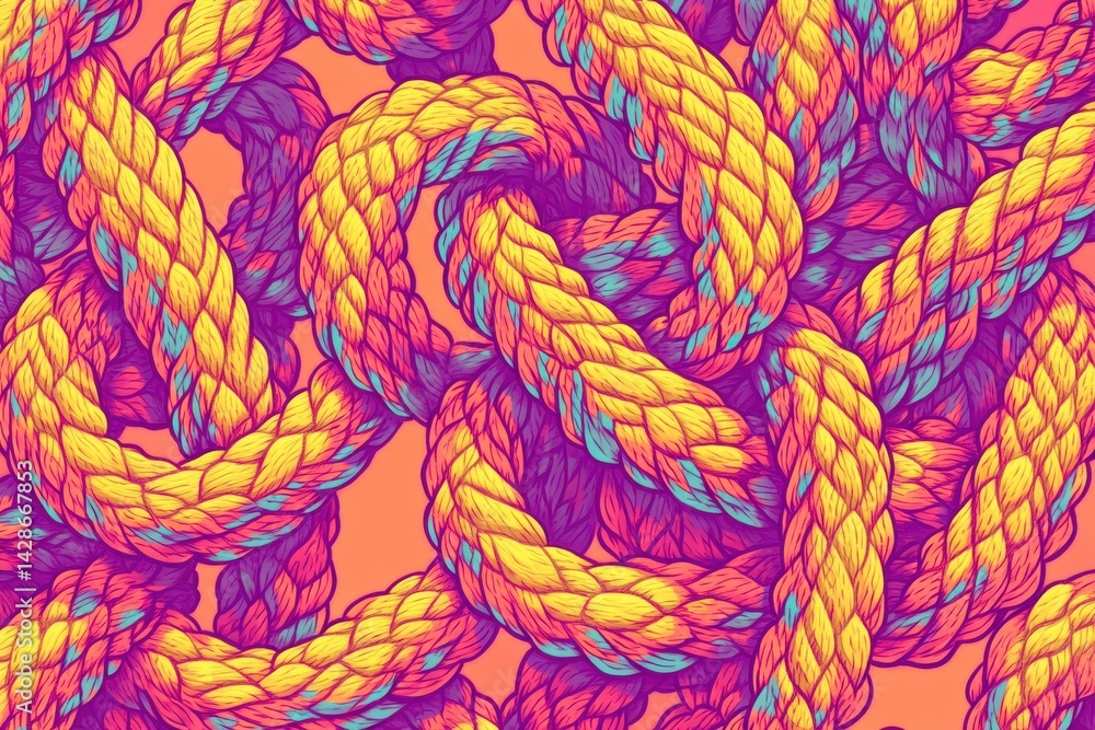 Colorful Twisted Rope Pattern on Vibrant Background