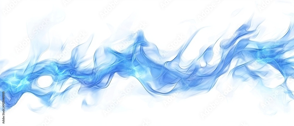 Fototapeta premium Abstract blue smoke wave isolated on white background.