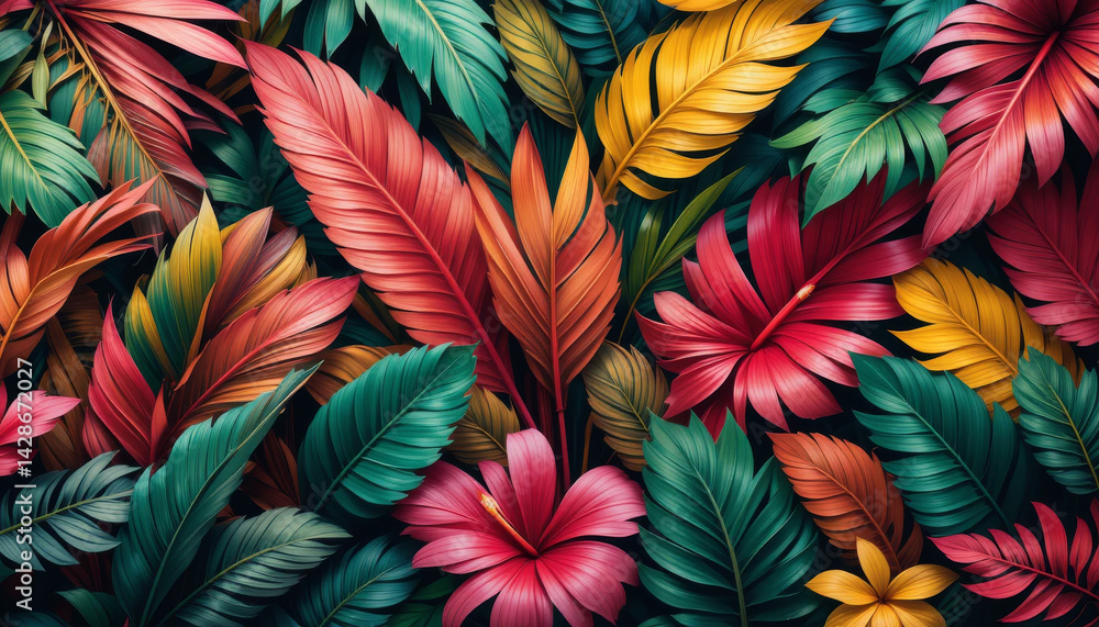 Background of variative colorful tropical leaf Background of variative colorful tropical leaf