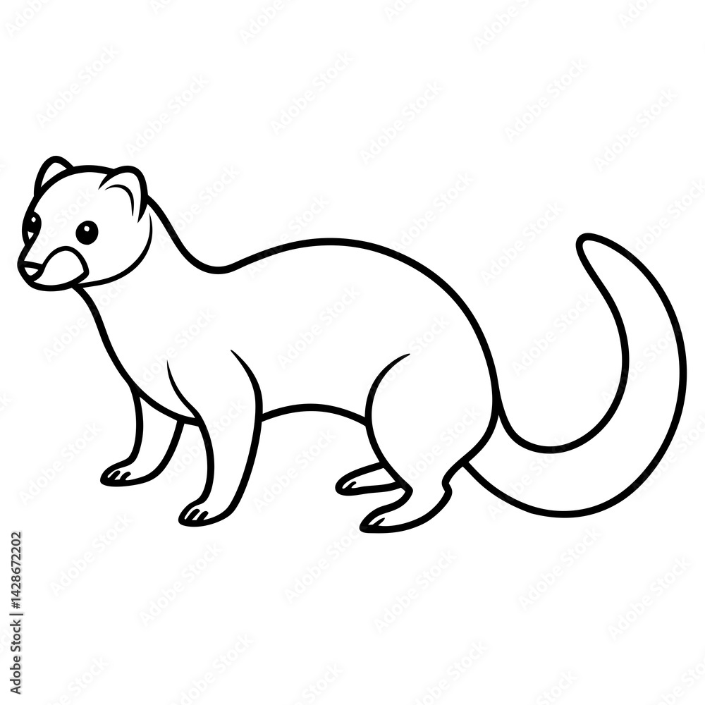 Fototapeta premium Elegant Ferret Line Drawing Vector