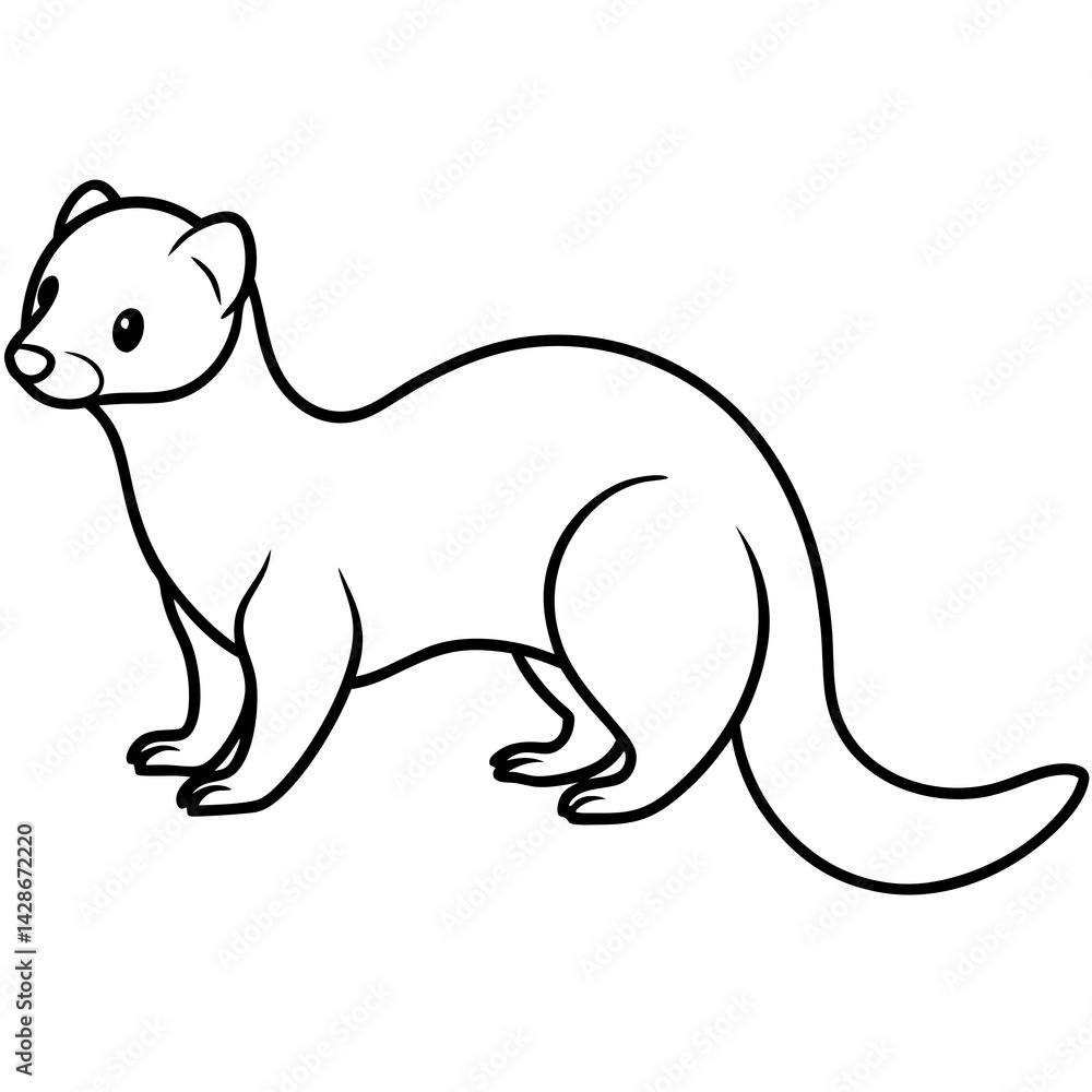 Elegant Ferret Line Drawing Vector Elegant Ferret Line Drawing Vector