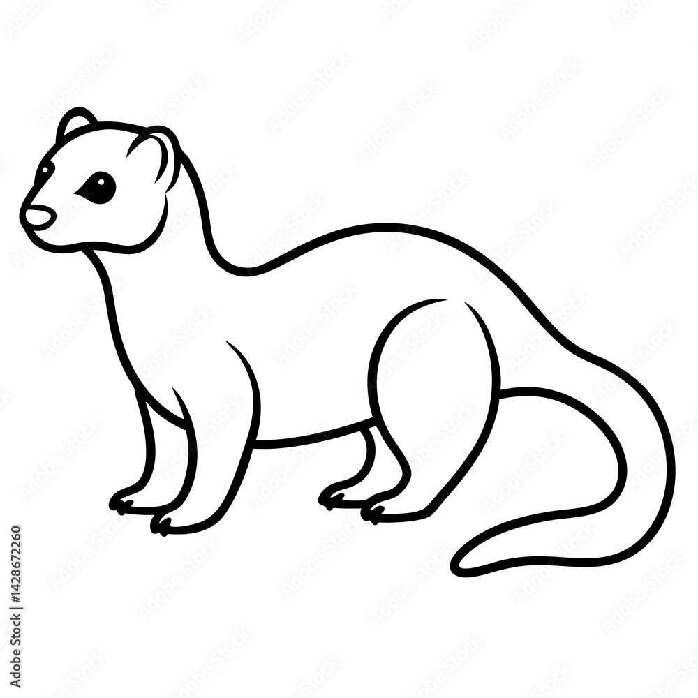 Obraz premium Elegant Ferret Line Drawing Vector