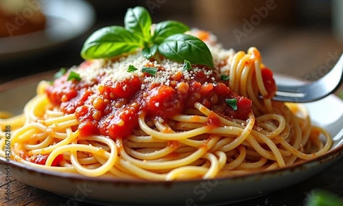 Wallpaper Mural The Perfect Spaghetti Dish with Saucy Goodness and Basil Torontodigital.ca