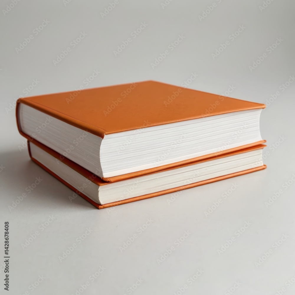 stack of books on white background, brown cover of books stack of books on white background, brown cover of books