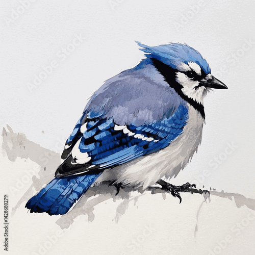 Azure Whisper Blue Jay isolated watercolor vector illustration svg 