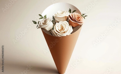 Unique mockup featuring a decorative cone and botanical elements.