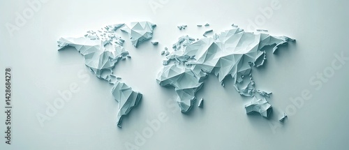 Low-poly world map, abstract 3d style.