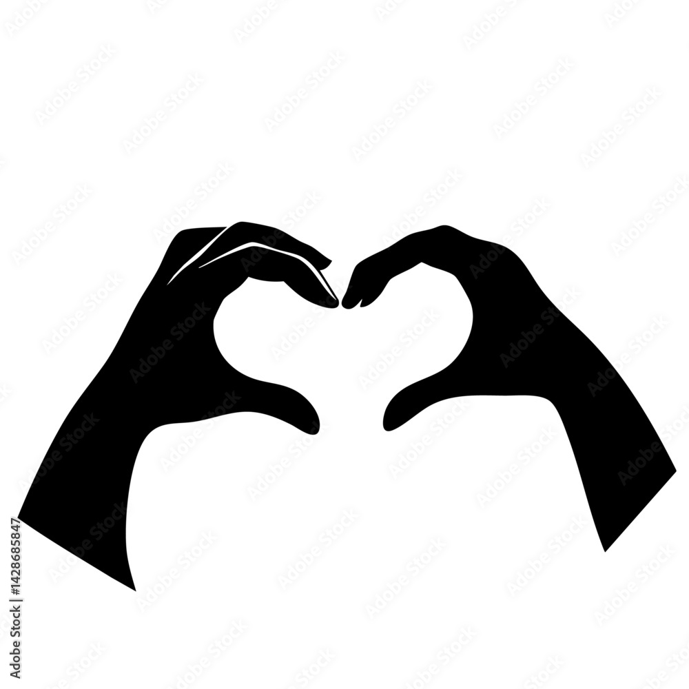 Obraz premium Two hands making heart shape, love silhouette icon