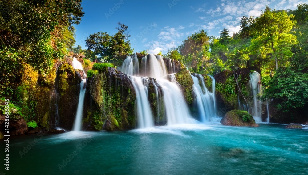 Fototapeta premium beautiful waterfalls clear day selective focus