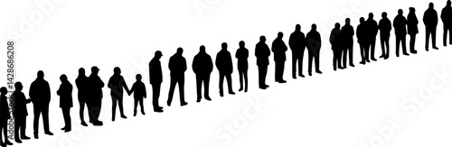 vector set of people waiting in queue silhouette vector
