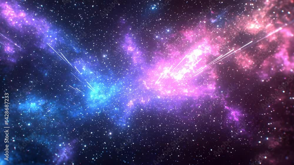 Vibrant Cosmic Nebula with Stars and Bright Colorful Gas Clouds Vibrant Cosmic Nebula with Stars and Bright Colorful Gas Clouds
