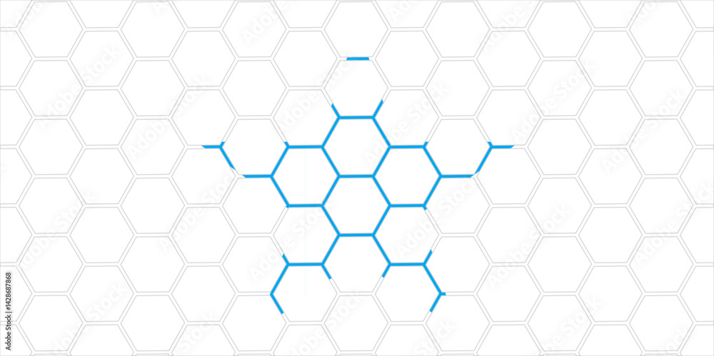 Fototapeta premium Blue Hexagonal Pattern with Geometric Honeycomb Design