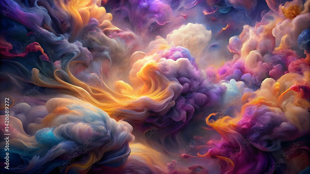 Obraz premium A vibrant explosion of colorful smoke dances