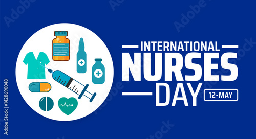 International Nurses Day background banner or poster design template. observed every year in May. Holiday concept. Use to any Template, card, poster, placard, template.