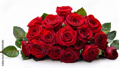bouquet of red roses of isolated cutout object on white background