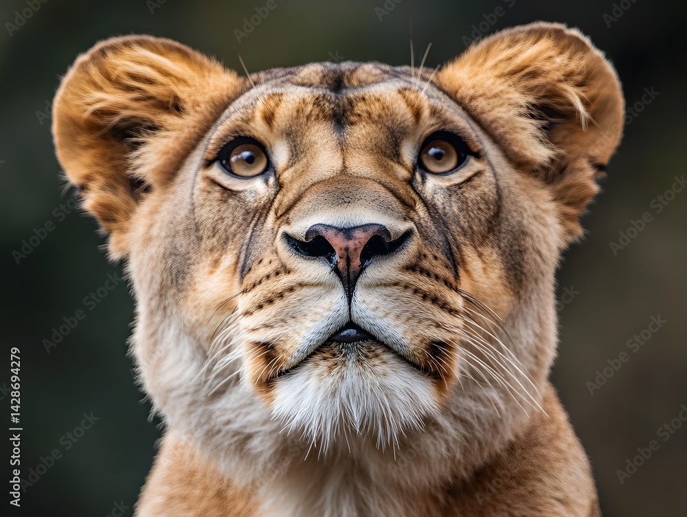 Fototapeta premium Lioness Portrait: A Majestic and Serene Close-Up