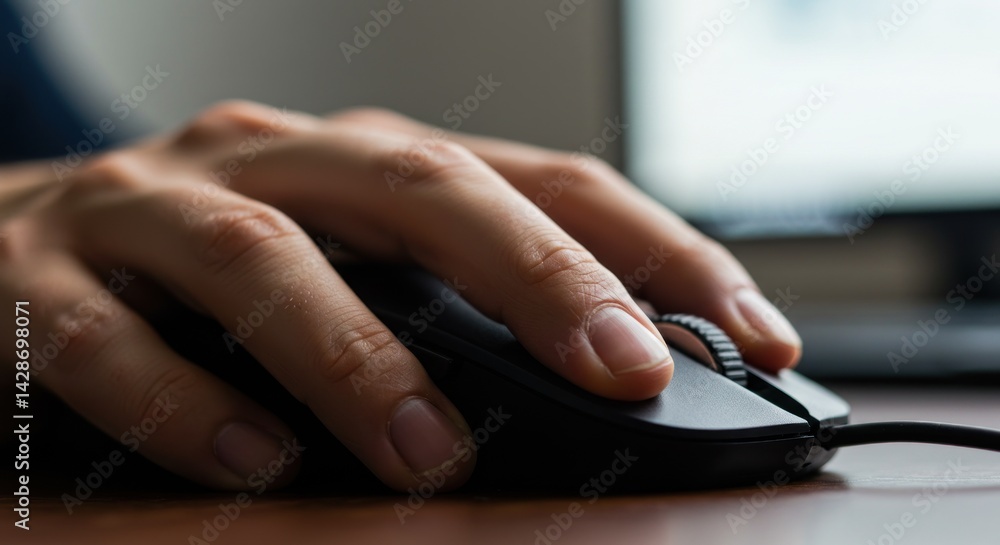 Hand on Computer Mouse - Photo Hand on Computer Mouse - Photo