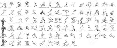 Diverse Characters Engaging in Various Sports Activities  