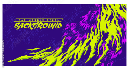 Car decal livery wrap banner abstract stripe sporty pn grunge brush thunder storm modern pattern racing motorsport vector design samurai claw stripes purple lime