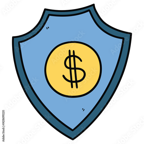 Hand drawn cartoon shield with dollar sign on white background. Free Download Hand drawn cartoon shield with dollar sign on white background. - GFXLoad