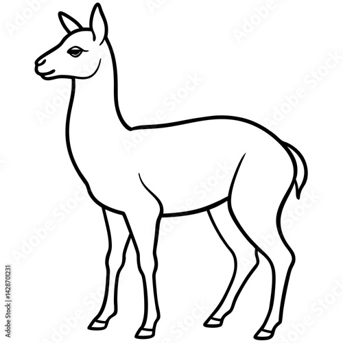 Minimalist Vicuna One-Line Art
