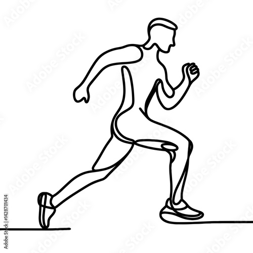 Line Art Illustration of a Runner in Motion  