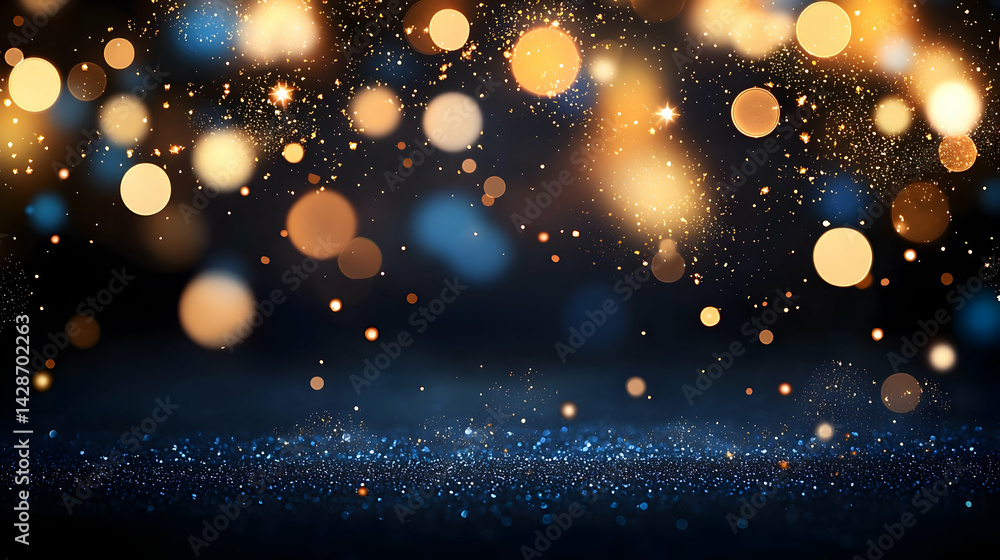 Obraz premium Abstract Dark Glitter Background With Bokeh Lights