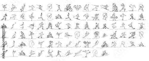 Dynamic Figure Sketches of People Engaged in Various Sports  