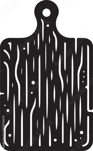 Cutting board kitchen silhouette vector, Wood chopping board shape, wooden kitchen tool icon for restaurant menu design