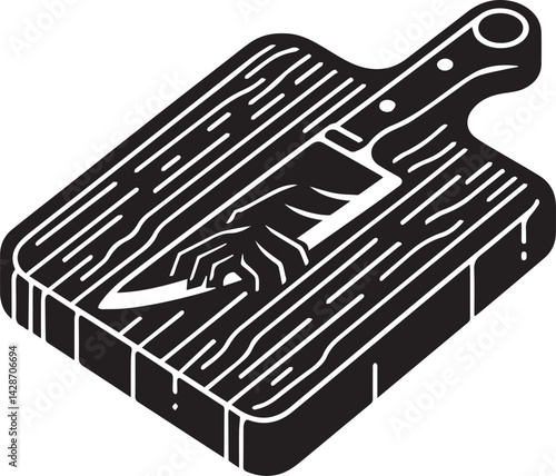 Cutting board kitchen silhouette vector, Wood chopping board shape, wooden kitchen tool icon for restaurant menu design