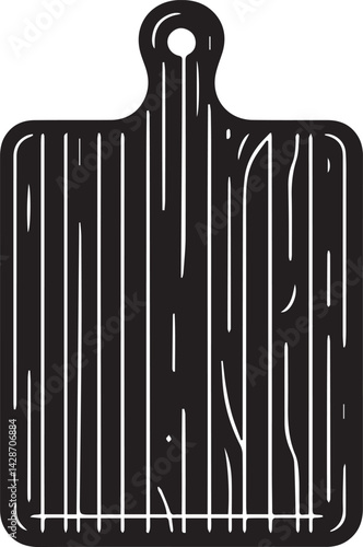 Cutting board kitchen silhouette vector, Wood chopping board shape, wooden kitchen tool icon for restaurant menu design