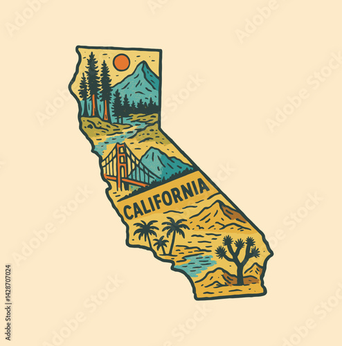 California Patch Emblem Sticker, Design