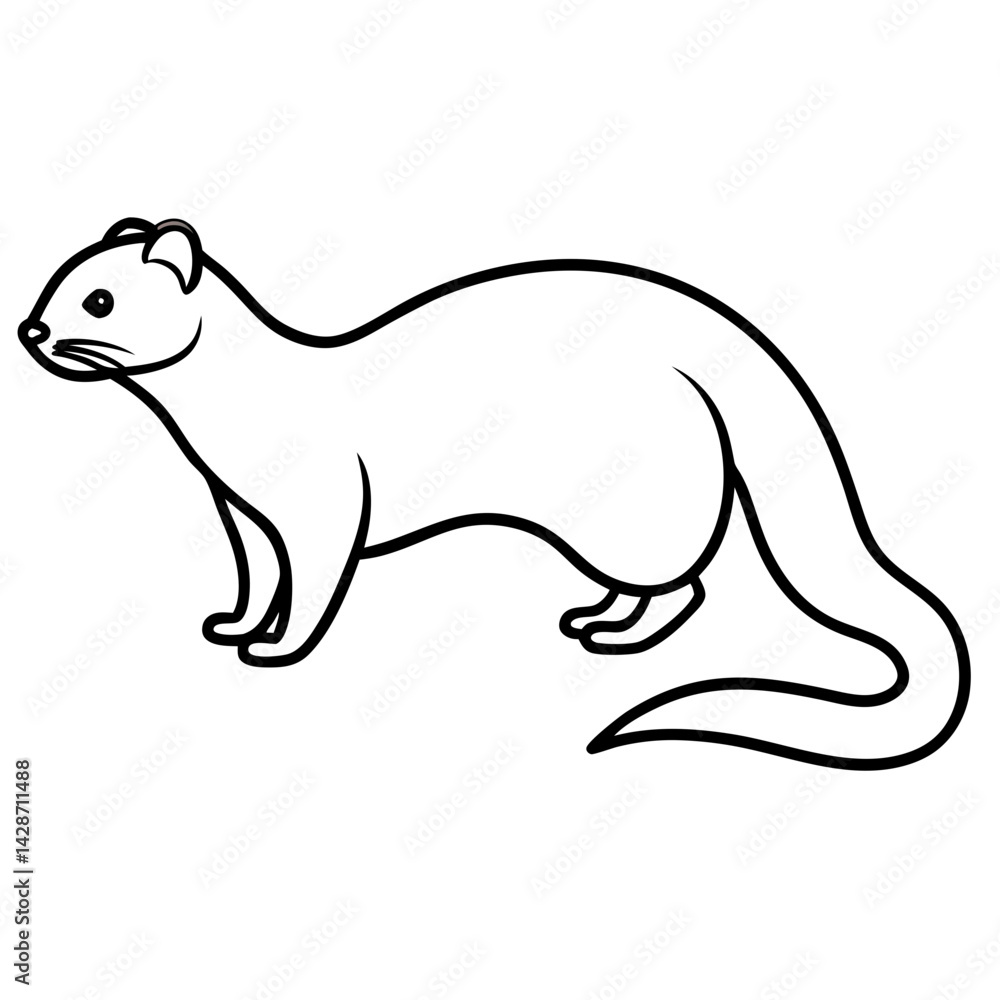 Obraz premium Clean & Simple Ferret Outline Illustration