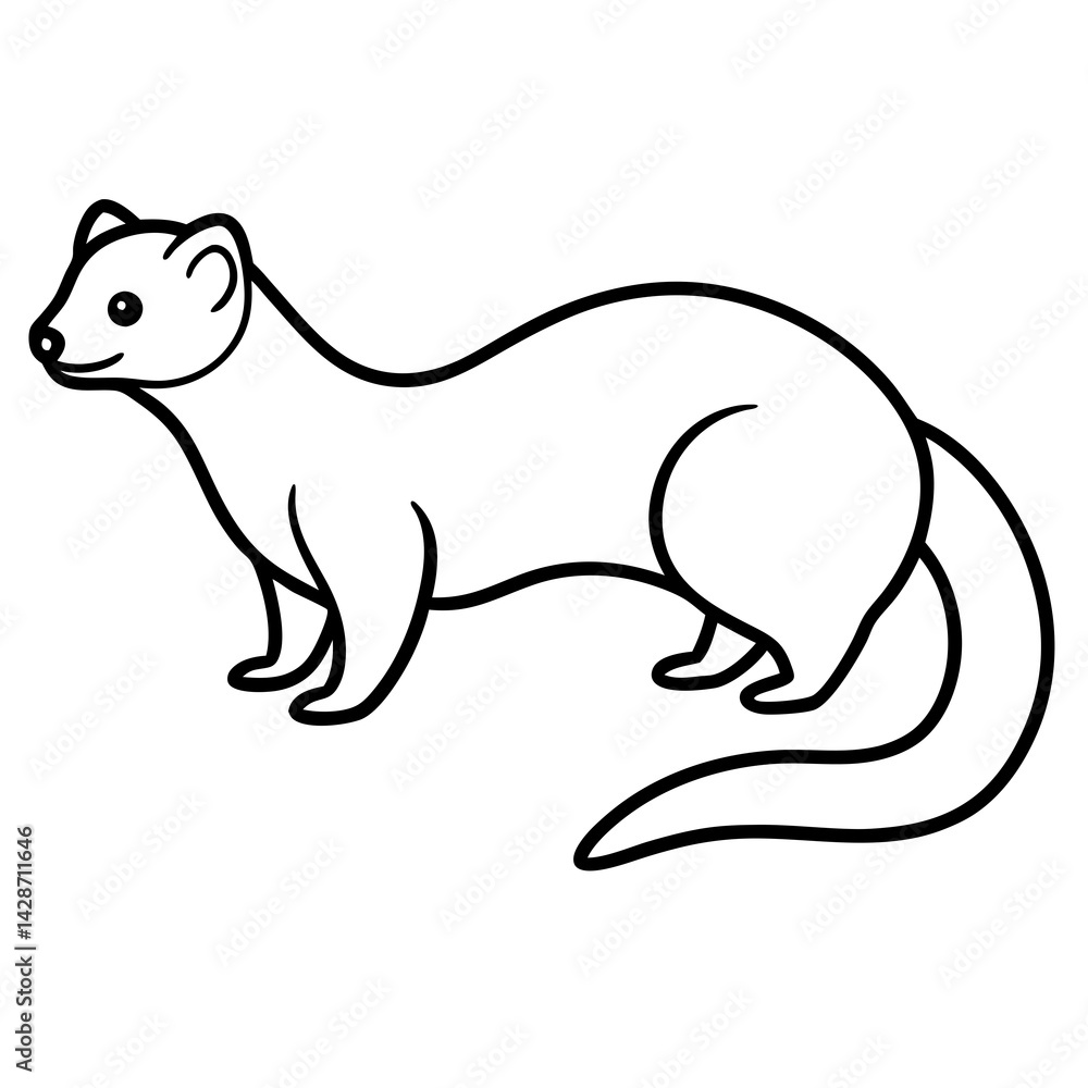 Clean & Simple Ferret Outline Illustration Clean & Simple Ferret Outline Illustration